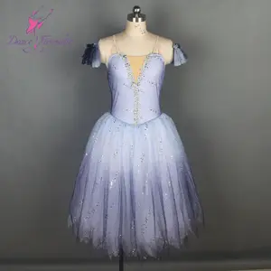 19507 Silver glitter tulle romantic length ballet dance tutu for child and adult ballet dancing dress costume