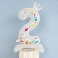 32Inch Kroon Staand Wit 0-9 Vrolijke Valentijnsdag Folie Ballonnen Feestdecoraties Folie Ballonnen Nummer