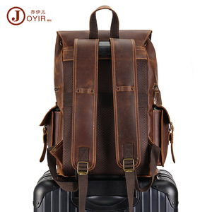 Joyir Top-grain Cowhide <b>Backpack</b> 20-35L <b>Large</b> Capacity Men's Casual Travel Commuting <b>Backpack</b> Solid Color Detachable Straps - Product Image 3