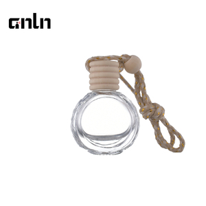 ANLN flacone deodorante per ambienti 10ml vuoto di forma rotonda in vetro appeso bottiglia diffusore di profumo per auto tappo in legno - Product Image 1