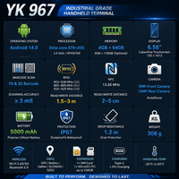 Terminal de suivi logistique portable YK967 professionnel PDA Android 14 avec lecteur NFC RFID