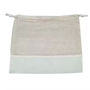 Sac cadeau en coton pliable écologique avec cordon de serrage, petit sac en filet organique réutilisable pour les achats, fournisseur en gros - Product Image 1