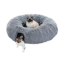 Tunnel de jeu pour chat en peluche gris populaire 2024, combinable, lit en peluche, tunnel de jeu pour animaux de compagnie, pliable, 2 trous, jouets tubulaires, maison chaude en provenance de Chine