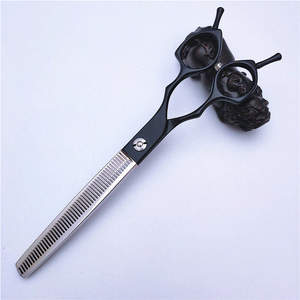 Tijeras de Adelgazamiento para Mascotas Suzhou, 7 Pulgadas, Negras, Acero 440C, Estilo Clásico, para Peluquería Canina - Product Image 4