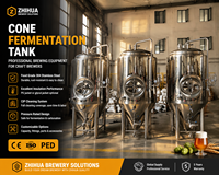 Fermenteur conique en acier inoxydable de 300 L avec raccords personnalisés, unité de brassage pour microbrasserie de taille moyenne