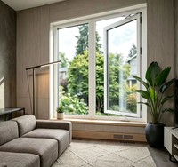 Nouvelles fenêtres à battants en PVC au design moderne avec mécanisme d'ouverture à manivelle pour hôtels et villas