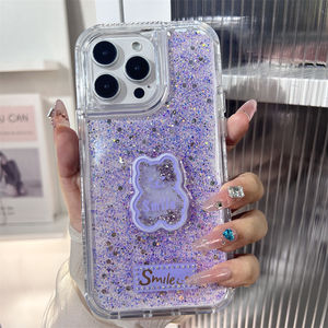 Design de mode Luxe Sourire Ours Impression Brillant Tpu 3 en 1 Couverture de Téléphone pour ZTE Blade V70 Max - Product Image 3