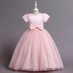 Robe longue en tulle à pois violets, col rond, robe de bal, robe de demoiselle d'honneur pour enfants - Product Image 2