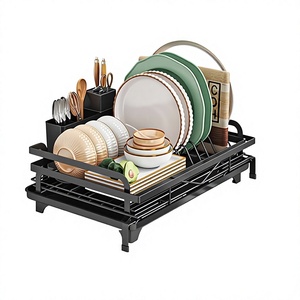 Escurridor de Platos Negro con Porta Cubiertos, Escurridor de Cocina de Metal Resistente a la Oxidación, Organizador de Platos, Sin Instalación - Product Image 6