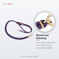 Cordon de téléphone en nylon tressé doux double brin violet foncé avec fermoir doré pour iPhone (OEM)