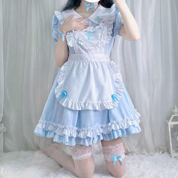 blue maid dress TEDPRBGE 6pcs Pink Outfit Lolita Set Anime Cosplay Costume Fancy Dress Costume for Women (L) : Clothing, Shoes & Jewelry Ayano Kimishima Women Blue Maid Dress Cosplay Costume · Material Maid Lolita Dress Polyester Long