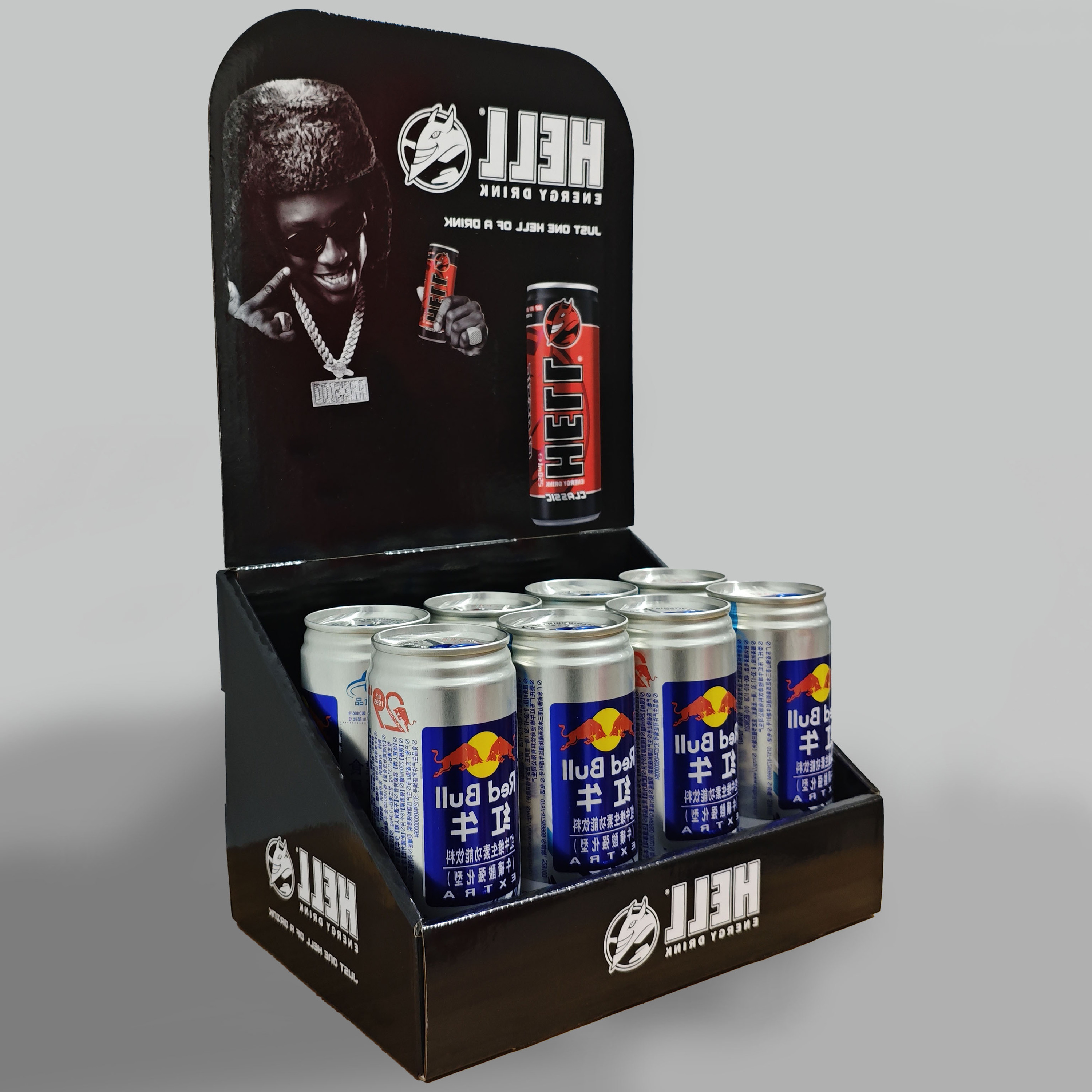 Beverage Cardboard Display Stand Portable Advertising Detachable Cans Carton Packed for Counter Top Stand for Retail Shop