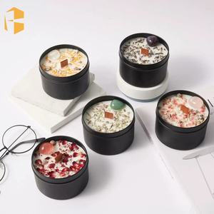 <span class=keywords><strong>2025</strong></span> all'ingrosso della decorazione domestica della latta del barattolo della candela della fragranza della pietra di cristallo olio essenziale naturale della cera di soia candele profumate personalizzate - Product Image 2