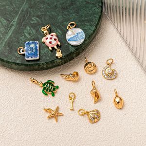 Ciondolo in lega di mare oceano animale tartaruga stella marina conchiglia elementi conchiglia - Product Image 2