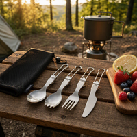 Ensemble de couverts pliants en titane pur, 4 pièces, poli miroir, durable, résistant à la corrosion, vaisselle de camping, couteau ultraléger pour l'extérieur