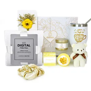 Holiday luxury custom gift box get well soon gift sets for women spa birthday bath set tumbler sock soap candle gift set