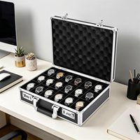Étui de rangement pour montres de style mallette noire personnalisable pour hommes, pour le voyage (étui à montres, 18 emplacements)