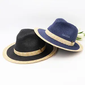 D Hot Selling 2 Tones Summer And Spring Straw Hat Paper And Wheat Braid Panama Hat For Unisex With Cheap Price