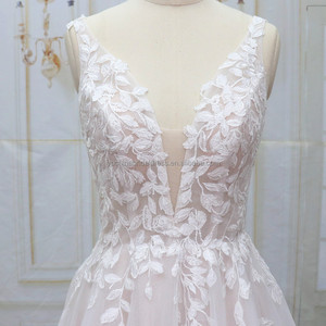 Très populaire robe de mariée A-ligne avec feuille <span class=keywords><strong>dentelle</strong></span> sans manches <span class=keywords><strong>haut</strong></span> fournisseur de robe de mariée - Product Image 2