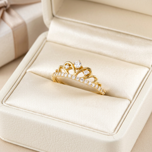 Anillo de Diamantes Naturales Reales de Oro Amarillo Sólido de 18K, Diseño de Corona Victoriana Vintage, Anillo de Eternidad, Venta al Por Mayor - Product Image 3