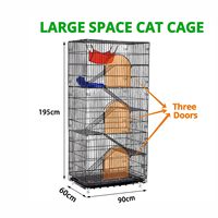 Cage pour chat en métal noir à monter soi-même avec roulettes, zone de jeu spacieuse, hamac suspendu, plusieurs coussins, échelles pour chats d'intérieur multiples