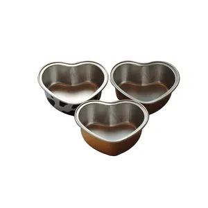 Cute heart-shaped aluminum foil food container small cup cake colorful