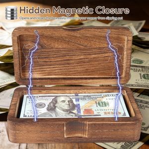 Hucha de <span class=keywords><strong>madera</strong></span> <span class=keywords><strong>con</strong></span> <span class=keywords><strong>tapa</strong></span> abatible y cierre magnético, <span class=keywords><strong>caja</strong></span> de dinero de <span class=keywords><strong>madera</strong></span> en forma de cubo - Product Image 5
