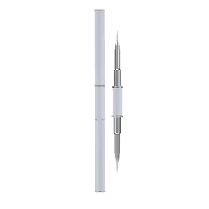 Pinceau à double extrémité pour nail art, ultra fin, personnalisé, poils synthétiques, manche en métal rose gold, pinceau pour dessin d'ongles - Product Image 6