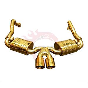 Échappement arrière à soupapes Vortex Gold en acier inoxydable pour Porsche Boxster Cayman 981 2.7 3.4 avec kit de doubles sorties d'échappement dorées centrales - Product Image 2