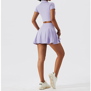 Nueva falda de golf deportiva para correr, Conjunto de camiseta de manga corta, ropa de <span class=keywords><strong>tenis</strong></span> de 2 piezas, ropa de gimnasio <span class=keywords><strong>con</strong></span> forro, conjunto de falda de <span class=keywords><strong>tenis</strong></span> - Product Image 4