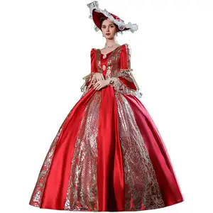Falda de estilo de corte precioso disfraz de solo escenario falda esponjosa gran lugar vestido de princesa vestido medieval extranjero vestido francés