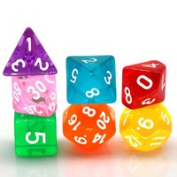 Ensemble de 7 dés numériques en acrylique multi-faces avec 7 couleurs, design polyédrique transparent pour jeux de rôle fantastiques et jeux de table