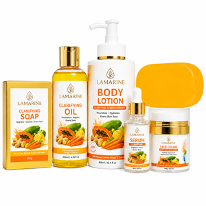 Ensemble de Soins Clarifiants Bio au Collagène, Vitamine E et Carotène pour l'Élimination des Taches Brunes et l'Éclaircissement du Teint – <span class=keywords><strong>Crème</strong></span> Visage pour Peaux Foncées – Vente en Gros OEM - Product Image 1