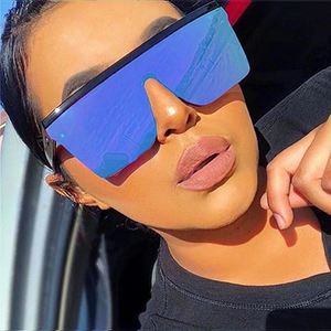 Gafas de Sol de Moda 2025 para Mujer y Hombre, con Espejo, Protección UV400, Parte Superior Plana, Lentes Degradadas con Remaches, Montura Grande Cuadrada - Product Image 4