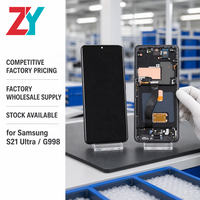 Layar Sentuh LCD OLED HD+ Samsung S21ultra/G998 dengan Frame untuk Perbaikan dan Penggantian Ponsel, Garansi 1 Tahun, 400cd+
