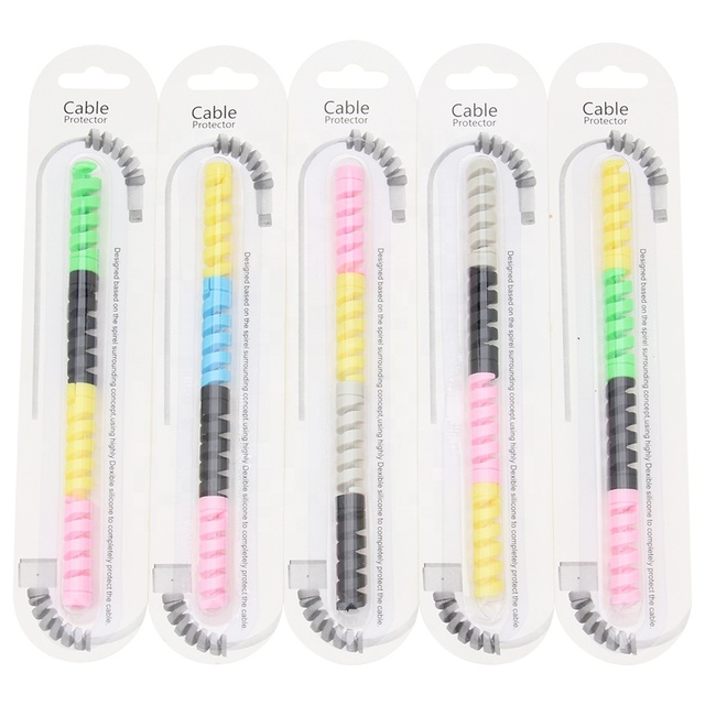Cable Protector Silicone Bobbin Winder Wire Cord Organizer Cover for iPhone Samsung USB Charger Cables With Retail Package