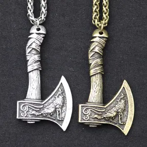 Viking Kalung Palu Perhiasan Norse Mjolnir Kalung Jimat Liontin dengan Rantai Gagak Kalung untuk Pria