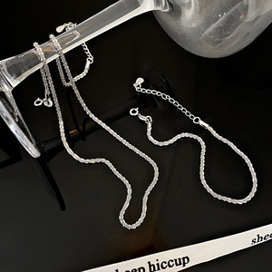 S925 Sterling <b>Silver</b> Necklace Women Minimalist <b>Choker</b> Chain Korean Light Luxury Everyday Wear Geometric Design - Product Image 4