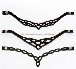 Bande de sourcils de cheval en cuir noir anglais dans de nombreux styles de conceptions de formes personnalisées - Product Image 2