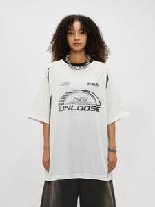 À la mode unisexe hommes course Style moto T-Shirt personnalisé épissage lourd manches courtes 100% coton coupe ample col rond - Product Image 3