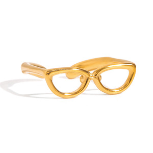 Fashion <b>Rings</b> Sunglasses Shape Gold Tone <b>Open</b> <b>Ring</b> Unisex Jewelry Gift - Product Image 5