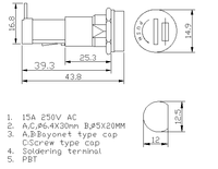 Portafusibles de Cartucho de Aleación de Cobre y Baquelita Hinew H3-52B 20A 600V 6x30mm, Capacidad de Ruptura de 15kA, Conexión Rápida/Soldadura