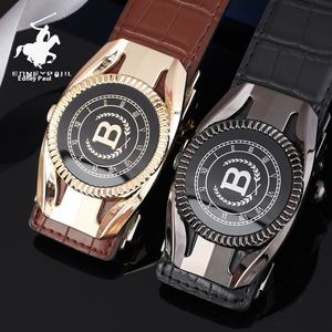 Cintura in <span class=keywords><strong>pelle</strong></span> di vacchetta con motivo a coccodrillo di fascia alta in lega automatica da uomo nuova cintura alla moda in vera <span class=keywords><strong>pelle</strong></span> per giovani di mezza età - Product Image 2