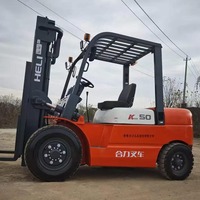Chariot élévateur Heli CPCD50 de 5 tonnes d'occasion en bon état, adapté à la construction ou au bâtiment, moteur Isuzu, prix compétitif, à vendre