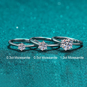 Cincin Pertunangan Pernikahan Eternity <span class=keywords><strong>Promise</strong></span> dari Perak Sterling S925 dengan Zircon Moissanite Klasik Claw Settling - Product Image 2