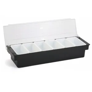 Kitchen Salt Sugar Pepper Spice Section 6 Condiment Dispenser Compartment Storage Tray Box With Cover