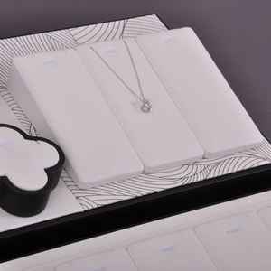 ชุดจัดแสดงเครื่องประดับหนัง PU ดีลักซ์แบบกำหนดเอง พร้อมที่แขวนจี้และสร้อยคอ สำหรับร้านขายเครื่องประดับ - Product Image 4