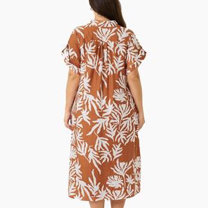 Stile hawaiano personalizzato stile tropicale stampa floreale Rayon girocollo abito con tasche laterali <span class=keywords><strong>Maxi</strong></span> abito da vacanza donna - Product Image 4