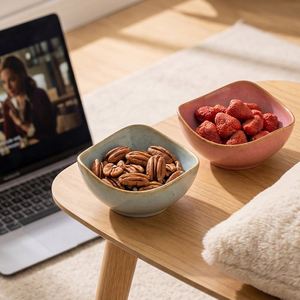 Vaisselle de table pour restaurant et usage domestique, Bol à crème glacée en céramique, Bol rétro en porcelaine pour snacks et fruits secs, Bol à salade émaillé au four - Product Image 1