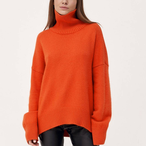 สเวตเตอร์แคชเมียร์สำหรับผู้หญิงเสื้อกันหนาวผ้าแคชเมียร์ถักแบบเรียบเสื้อคอเต่าเสื้อสเวตเตอร์ - Product Image 6